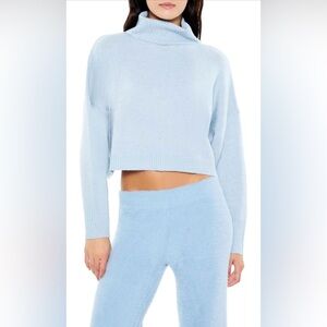 Forever 21 Soft Pale Blue Turtle Neck Drop-Sleeve Sweater-NWOT